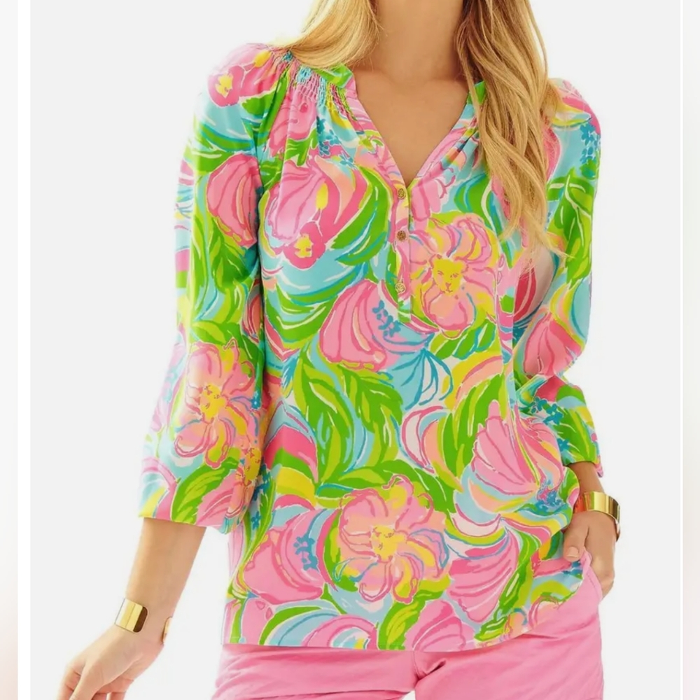 👚 Lilly Pulitzer Women's Top 100% Silk Blouse 👚